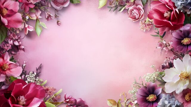 Floral frame in pink background