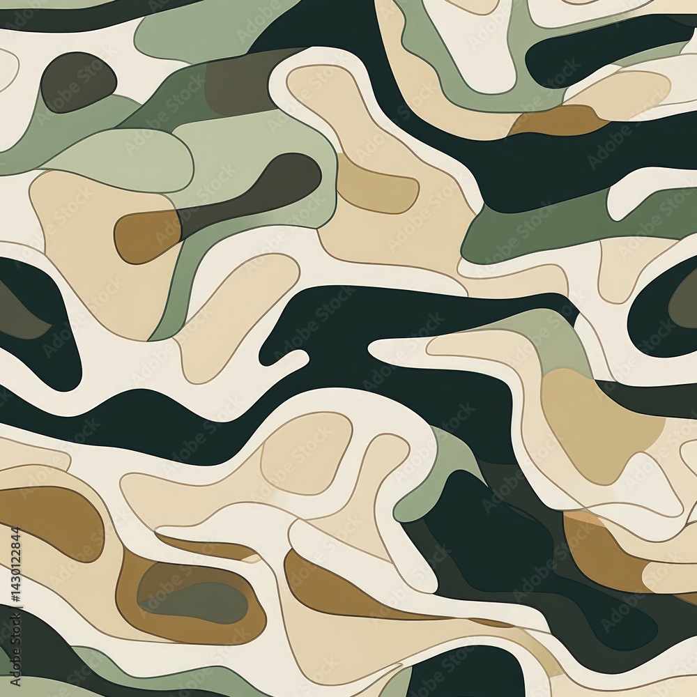 Poster abstract camouflage pattern with flowing shapes