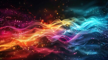 Fototapeta premium Dreamlike Abstract Gradient Digital Waves vibrant AI generated background smooth flowing motion cyber glitch texture futuristic organic pattern blended dynamic surreal style cut out isolated