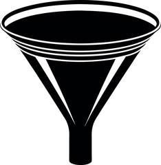 Funnel Silhouette Vector | Filter Tool, Marketing Symbol & Flow Shape in Black Vector