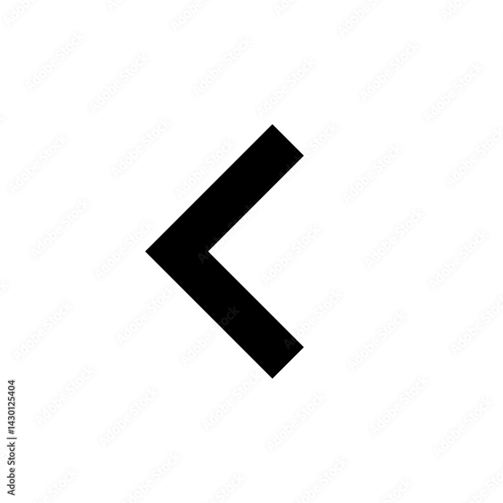 Poster a simple black chevron pointing to the left on a white background offering a navigation symbol look 
