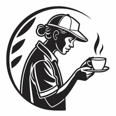 Vector Illustration Of Woman Holding Cup Of Coffee With Steaming Aroma