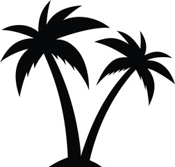 Obraz premium Palm Tree Silhouettes Vector – Black Tropical Palm Silhouettes Set Isolated on White Background.