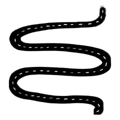 Cute winding asphalt black road street crayon watercolour doodle illustration cartoon map town direction maker clipart