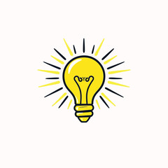 Yellow lightbulb illustration vector graphic for idea innovation creativity and inspiration concept design