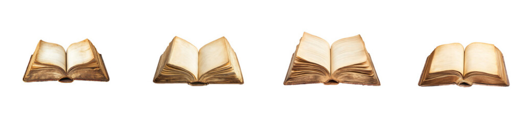Obraz premium Open books with blank pages displayed on a transparent background