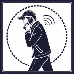 Person Talking On Phone In Silhouette With Wireless Connection Symbol Illustration