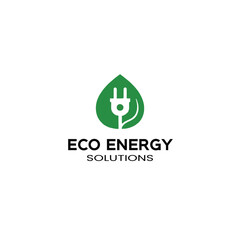 Eco-friendly energy solutions logo with leaf and plug.