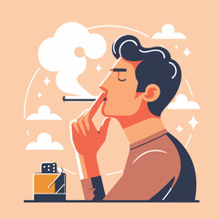 vector image of a person smoking