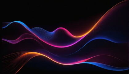 Abstract digital art with vibrant colored waves on black background, creating a futuristic and energetic feel.