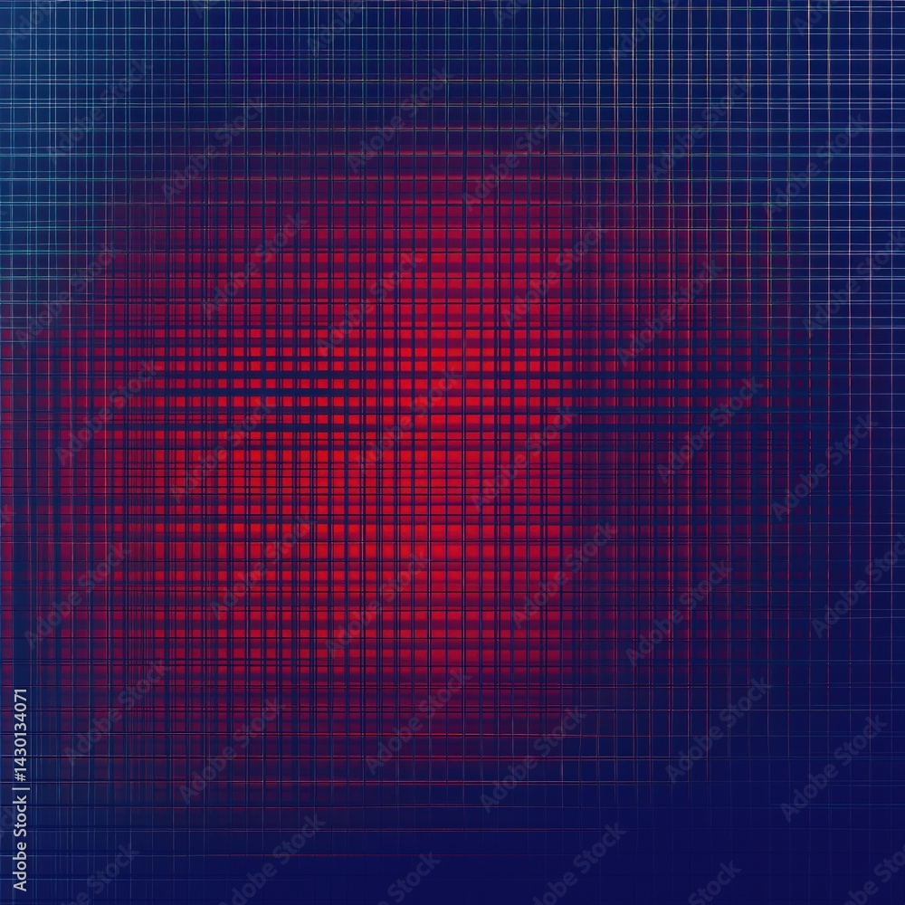 Poster abstract grid pattern with vibrant red center