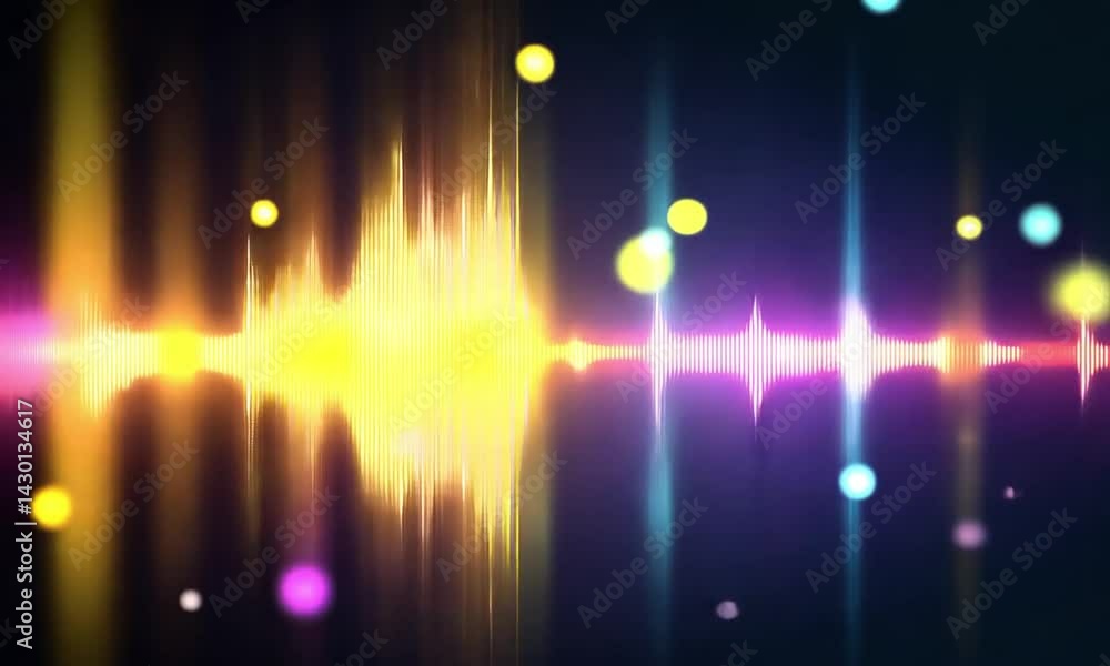 Poster seamless loop of vibrant sound waves moving with music and glowing lights made with generative ai te