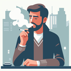 vector image of a person smoking