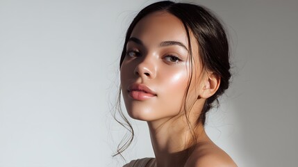 Fototapeta premium Portrait beautiful young woman with clean fresh skin.