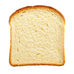 a slice of white bread on the side top view isolated on background