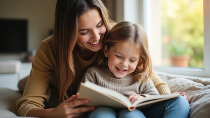 Obraz premium Natural, candid moments of mothers and children spending quality time together Genuine emotion, warmth, and loving connection are key. Emphasize soft lighting and authentic expressions.