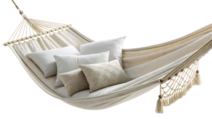 hammock with pillows isolated on white background PNG.AI GENERATED