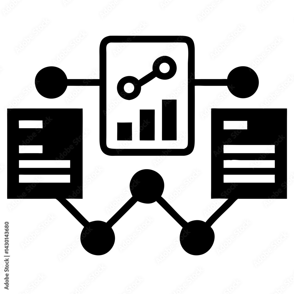 Poster data analytics chart icon silhouette vector illustration on transparent background png image