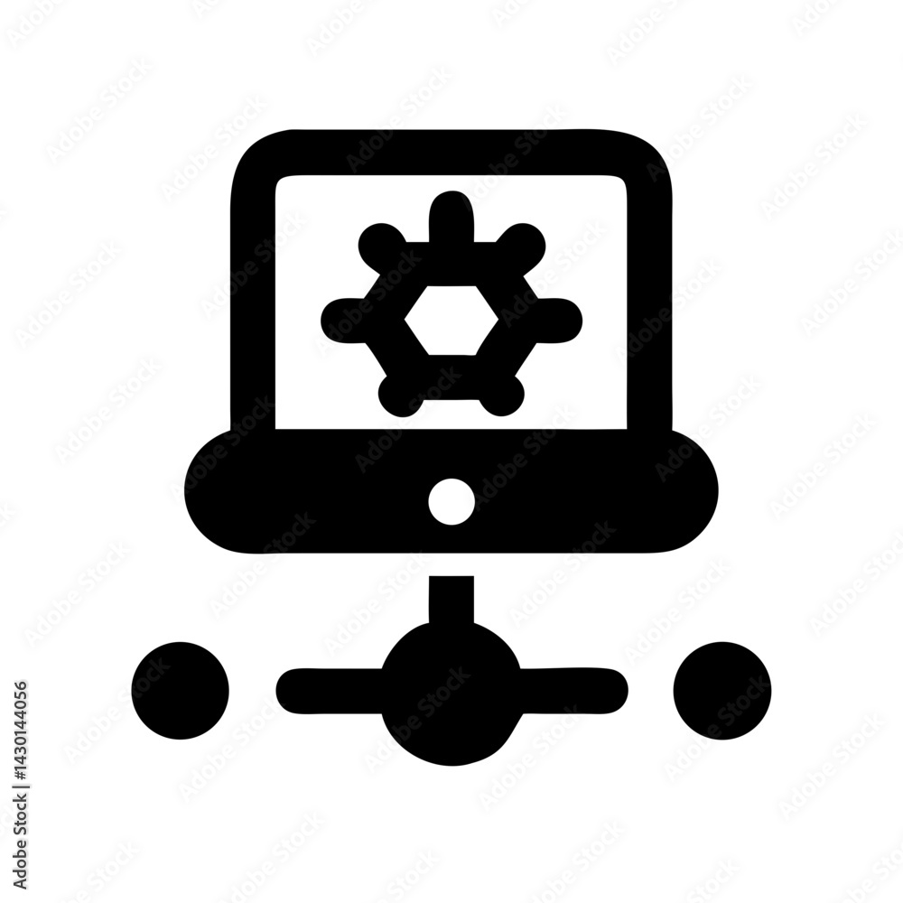 Poster machine learning model icon silhouette vector illustration on transparent background png image