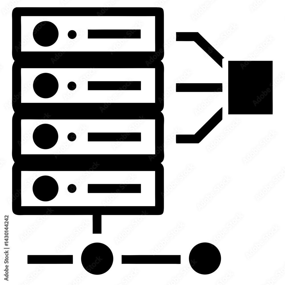 Poster server hosting terminal icon silhouette vector illustration on transparent background png image