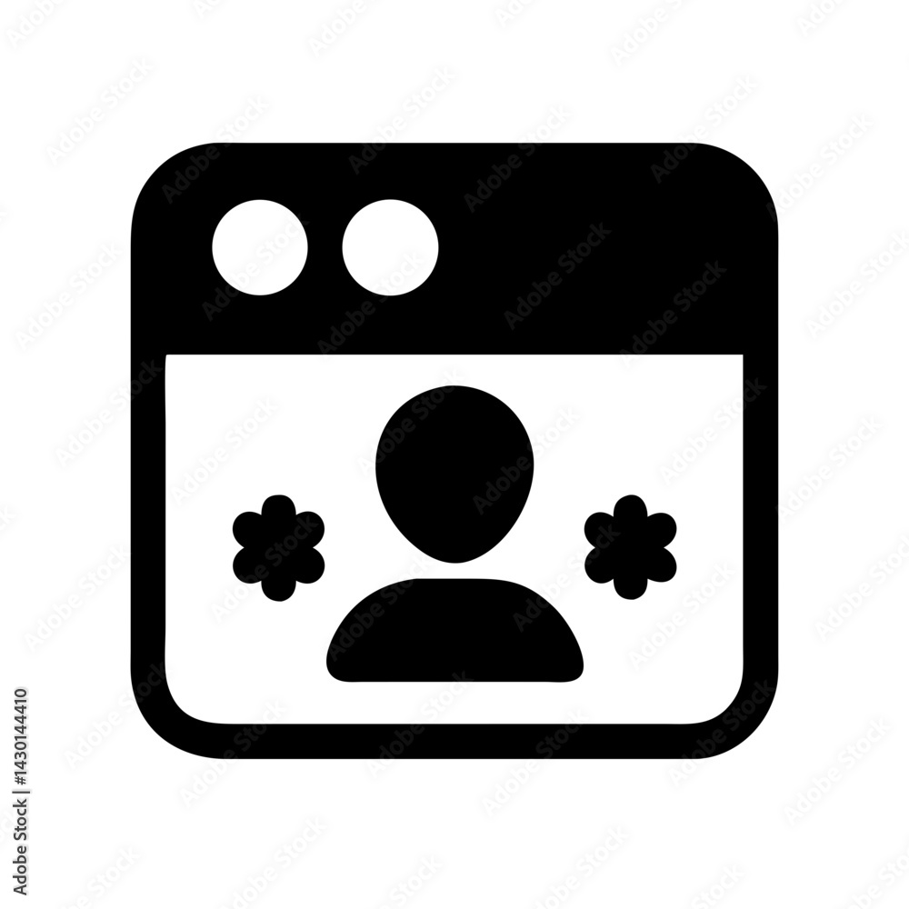 Poster user authentication face icon silhouette vector illustration on transparent background png image