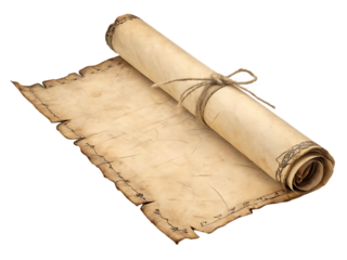 old paper sheet scroll on isolated white background PNG