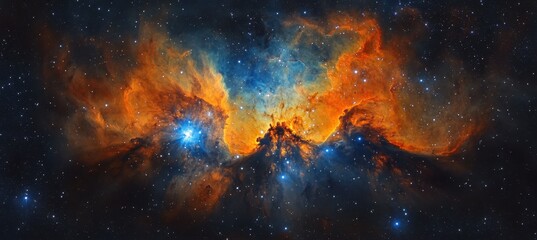 Fototapeta premium Stunning Cosmic Nebula: A Celestial Dance of Light and Color
