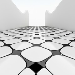 Fototapeta premium Abstract Black and White Pathway with Repeating Geometric Shapes