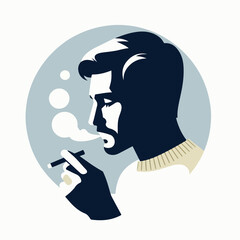 vector image of a person smoking