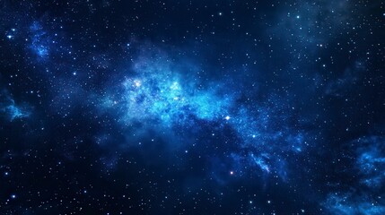 Obraz premium Vibrant blue nebula and stars in deep space.