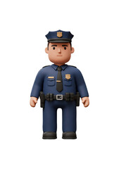 凛々しい警察官 3Dモデル 青色制服