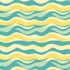 Abstract wavy pattern in yellow and teal