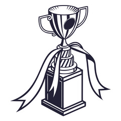 Award & Trophy cup icon or Winning icon Black silhouette vector illustration