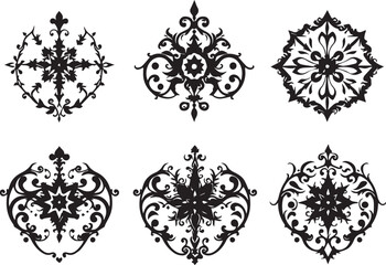 A set of elements, symbols, ornaments, mandalas. Hand drawn vector illustration