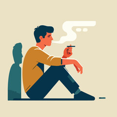 vector image of a person smoking