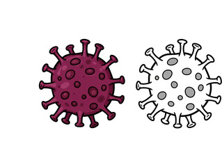 鮮やかで可愛いウイルス 塗り絵シンプルデザイン