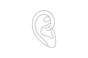 
Human ear continuous one line art outline vector minimalist design
