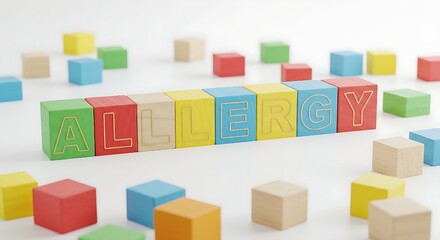 Obraz premium Allergy Concept Text on Wooden Blocks Background