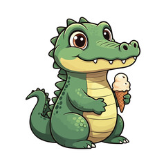 Cute Crocodile Waving Hand Cartoon Vector Icon Illustration. Animal Nature Icon Concept Isolated