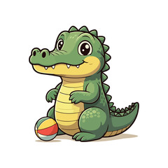 Cute Crocodile Waving Hand Cartoon Vector Icon Illustration. Animal Nature Icon Concept Isolated