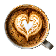 Perfect Latte Art: Heart Design Coffee Image transparent background