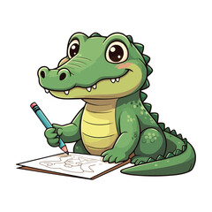 Cute Crocodile Waving Hand Cartoon Vector Icon Illustration. Animal Nature Icon Concept Isolated