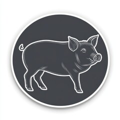 Fototapeta premium Stylized pig graphic on dark background