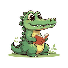 Cute Crocodile Waving Hand Cartoon Vector Icon Illustration. Animal Nature Icon Concept Isolated