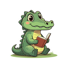 Cute Crocodile Waving Hand Cartoon Vector Icon Illustration. Animal Nature Icon Concept Isolated