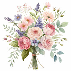 Fototapeta premium watercolor flowers on a clean white background for elegant design