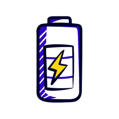 Fototapeta premium Battery illustration with a lightning bolt symbol, representing power and energy concepts