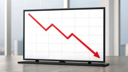 Obraz premium Business Downturn Displayed On Monitor With Red Arrow Indicating Negative Trend