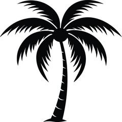 Fototapeta premium A beautiful coconat tree silhoutte illustration art design with white backraund