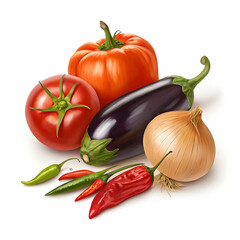 fresh set of assorted vegetables on a clean white background